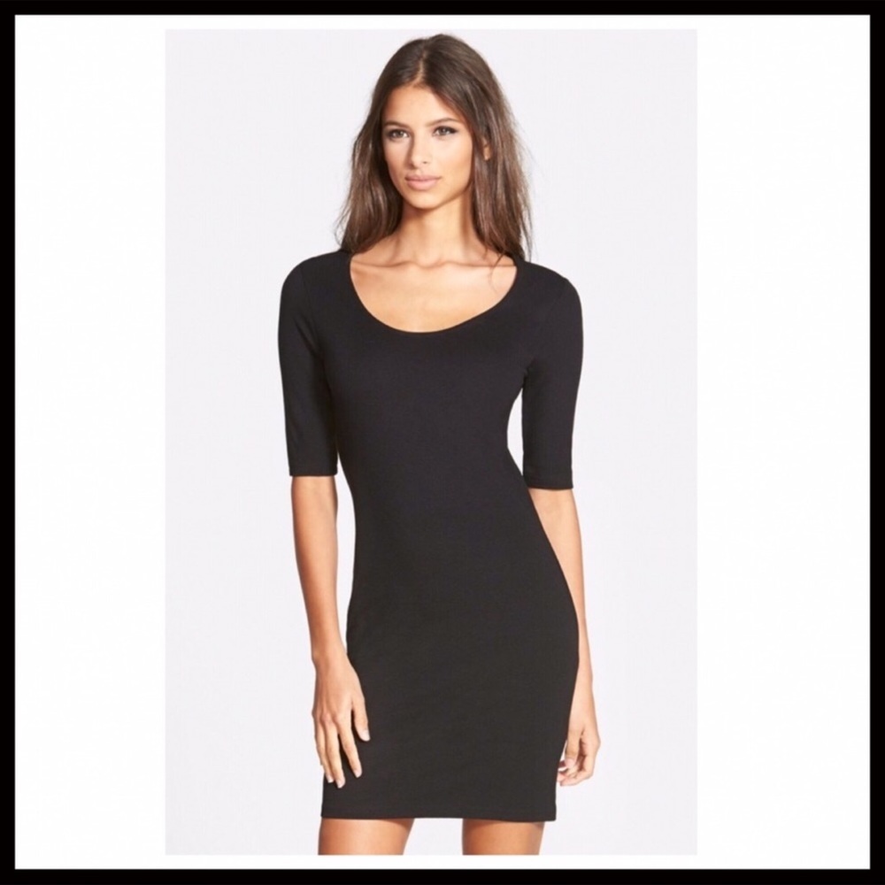 TOPSHOP BLACK KNIT ELBOW SLEEVES MINI DRESS A2C - Picture 4 of 7